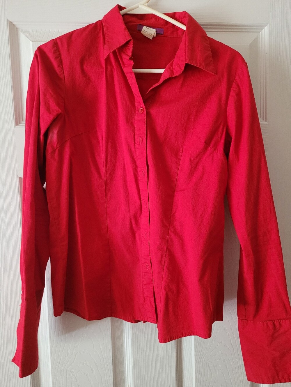 Red women's western button up shirt
